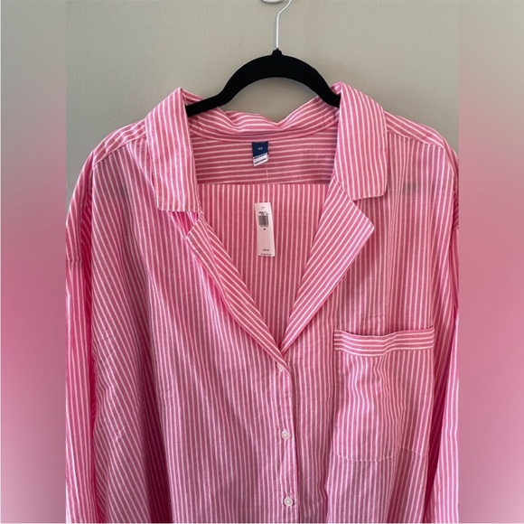 Pink Striped Plus Size Cotton Pajama Set - Picture 5 of 7